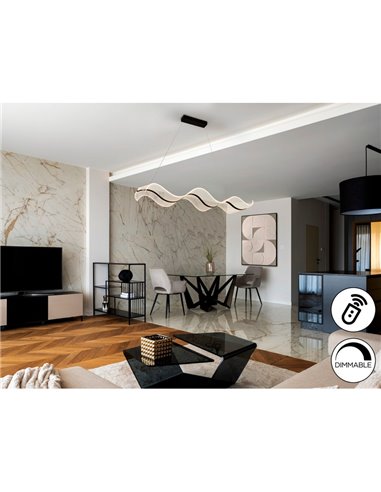 Luminária de teto LED OLAS 40W 3100 lm, dimerizável, temperatura de cor ajustável, altura regulável, preta.