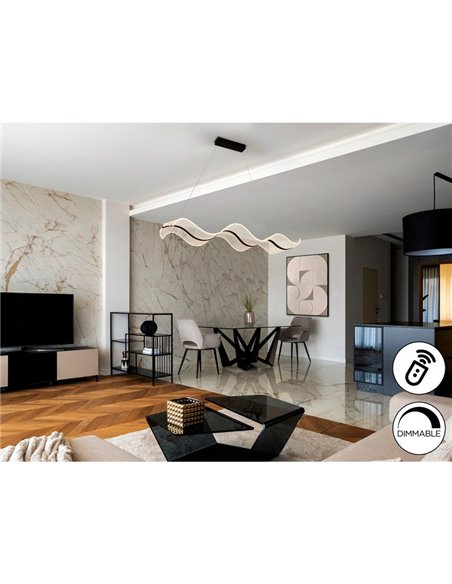 Lámpara de techo OLAS LED 40W 3100 lm dimable CCT, altura ajustable Negro