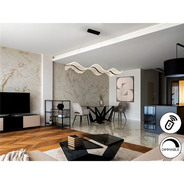 Plafonnier LED OLAS 40 W 3100 lm, intensité variable, couleur noire, hauteur réglable