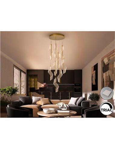 Plafonnier Candles, 9 LED, 78 W, 4250 lm, intensité variable, TRIAC, doré