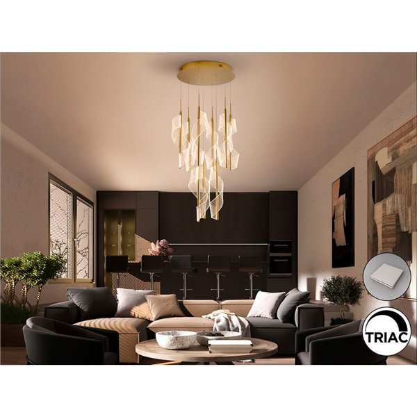 Lámpara de techo VELAS 9 luces LED 78W 4250 lm dimable TRIAC Oro