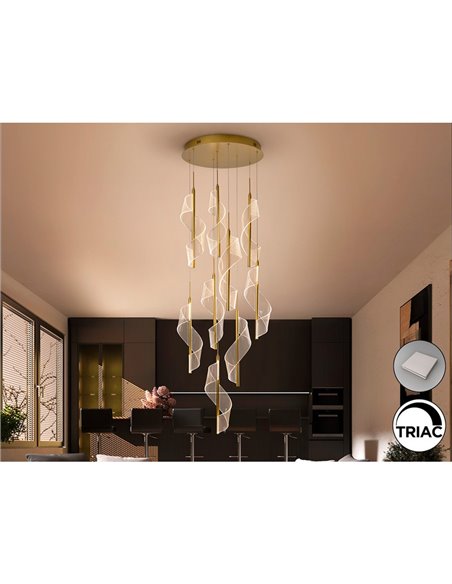 Lámpara de techo VELAS 9 luces LED 78W 4250 lm dimable TRIAC Oro
