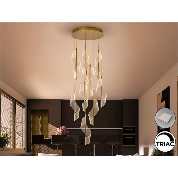 Lámpara de techo VELAS 9 luces LED 78W 4250 lm dimable TRIAC Oro