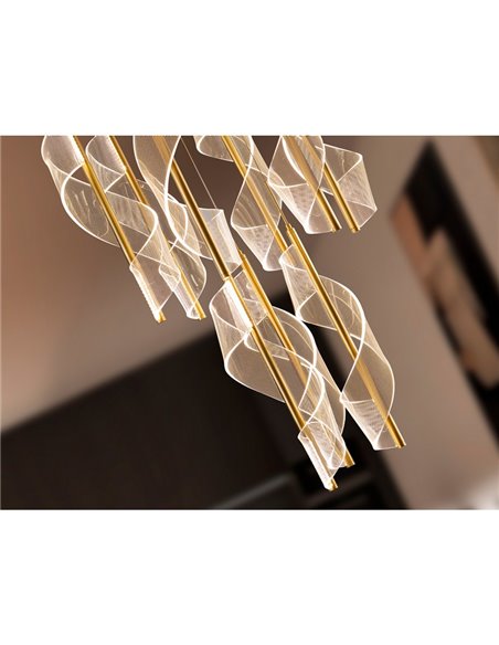 Luminária de teto Candles, 9 lâmpadas LED, 78W, 4250 lm, dimerizável, TRIAC, dourada