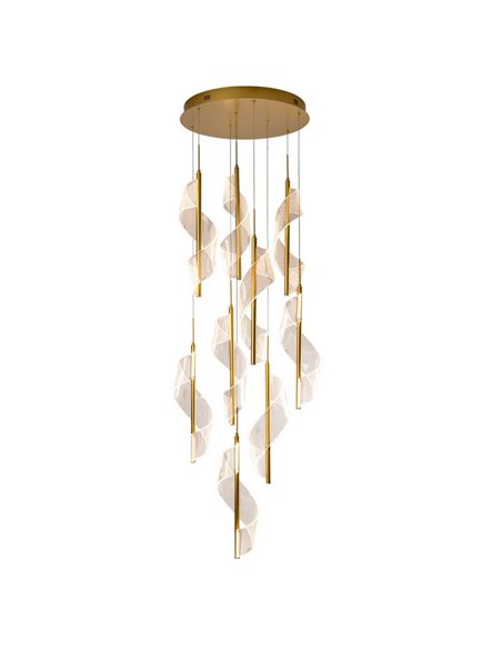 Luminária de teto Candles, 9 lâmpadas LED, 78W, 4250 lm, dimerizável, TRIAC, dourada