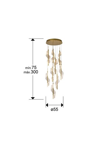 Lámpara de techo VELAS 9 luces LED 78W 4250 lm dimable TRIAC Oro