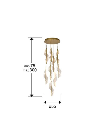 Lámpara de techo VELAS 9 luces LED 78W 4250 lm dimable TRIAC Oro