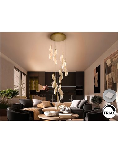 Luminária de teto Candles, 9 lâmpadas LED, 78W, 4250 lm, dimerizável, TRIAC, dourada