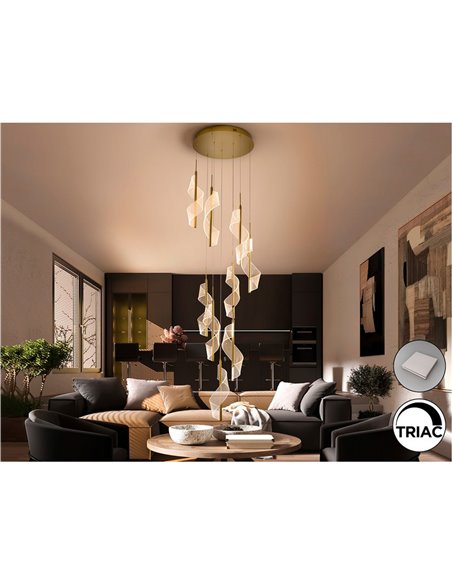 Lámpara de techo VELAS 9 luces LED 78W 4250 lm dimable TRIAC Oro