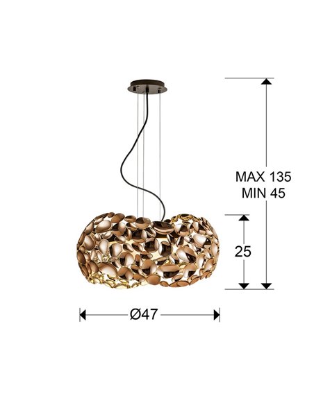 Plafonnier NARISA 5 LED 30W 2750 lm, hauteur réglable, or rose