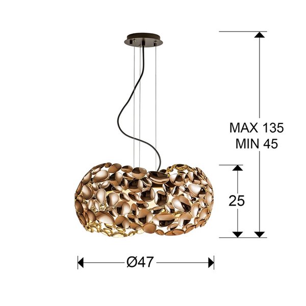 Lámpara de techo NARISA 5 luces LED 30W 2750 lm, altura ajustable Oro rosa