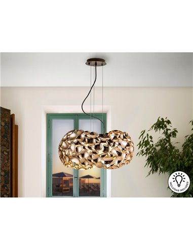 Lámpara de techo NARISA 5 luces LED 30W 2750 lm, altura ajustable Oro rosa