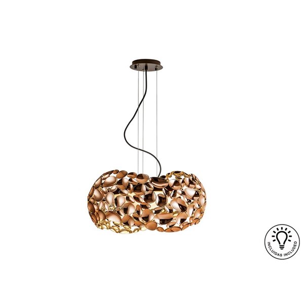 Luminária de teto NARISA com 5 LEDs, 30W, 2750 lm, altura ajustável, cor ouro rosa.