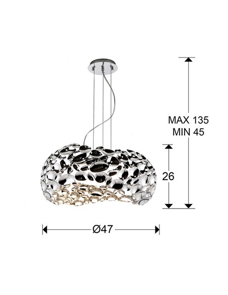 Lámpara de techo NARISA 5 luces LED 30W 2750 lm, altura ajustable, Cromo