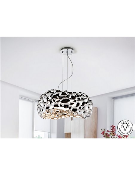 Lámpara de techo NARISA 5 luces LED 30W 2750 lm, altura ajustable, Cromo