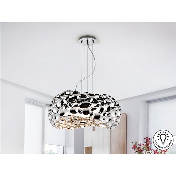 Lámpara de techo NARISA 5 luces LED 30W 2750 lm, altura ajustable, Cromo