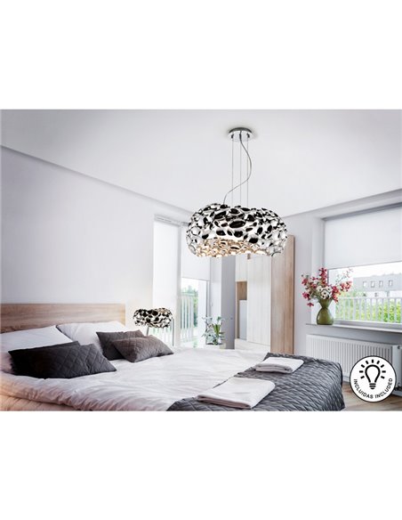 Luminária de teto NARISA, 5 lâmpadas LED, 30W, 2750 lm, altura ajustável, cromada