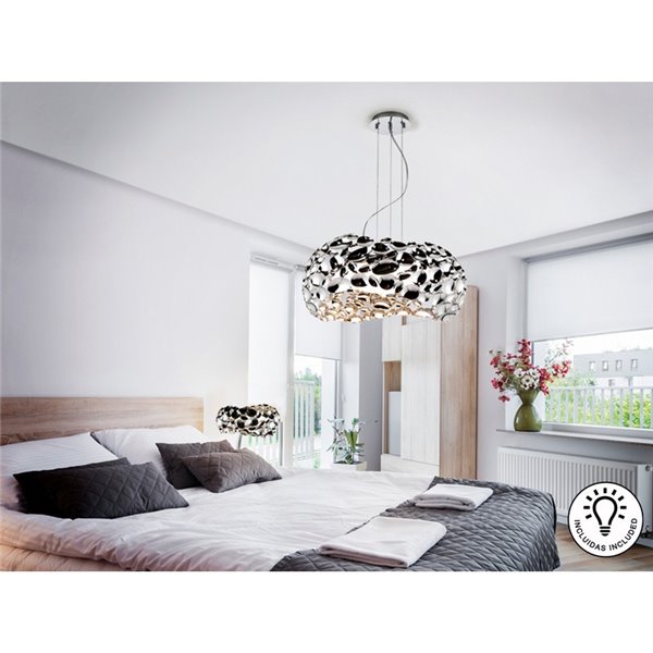 Lámpara de techo NARISA 5 luces LED 30W 2750 lm, altura ajustable, Cromo