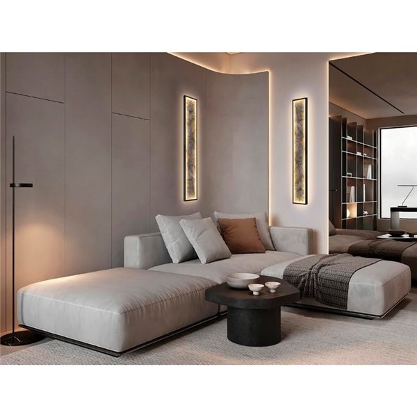 Applique/plafonnier LED STONE 80W 1288 lm CCT, finition ardoise et métal, noir