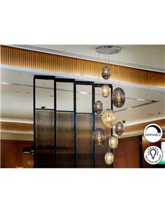 Lámpara de techo OVILA 9 luces LED 72W 7830 lm dimable, tulipas ahumadas IP20  2