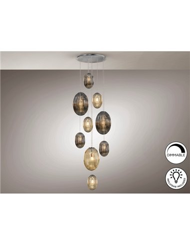Luminária de teto OVILA 9 LED 72W 7830 lm, dimerizável, com difusores fumê, IP20
