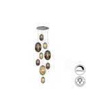 Lámpara de techo OVILA 9 luces LED 72W 7830 lm dimable, tulipas ahumadas IP20 