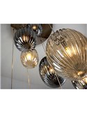 Lámpara de techo OVILA 9 luces LED 72W 7830 lm dimable, tulipas ahumadas IP20 