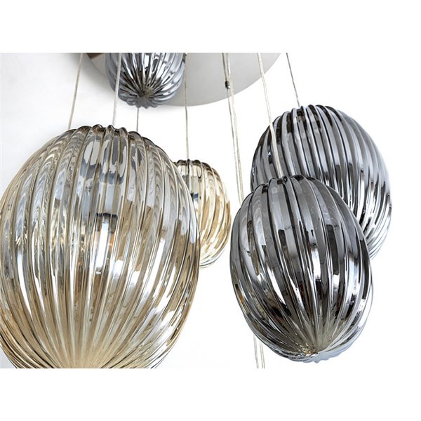 Lámpara de techo OVILA 9 luces LED 72W 7830 lm dimable, tulipas ahumadas IP20 