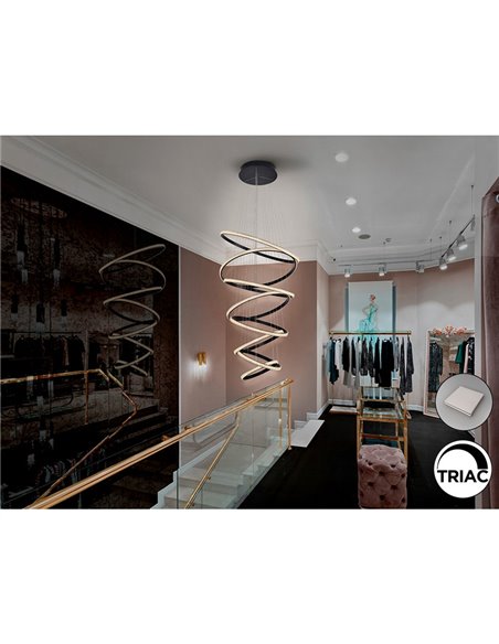 Lámpara de techo RING 8 aros LED 162W 8100 lm dimable Negro