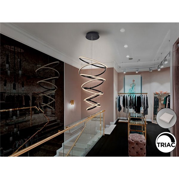 Lámpara de techo RING 8 aros LED 162W 8100 lm dimable Negro