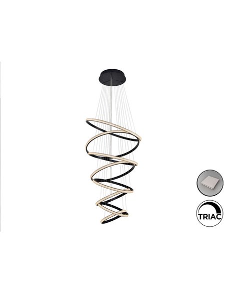 Plafonnier RING à 8 anneaux LED, 162 W, 8100 lm, intensité variable, noir