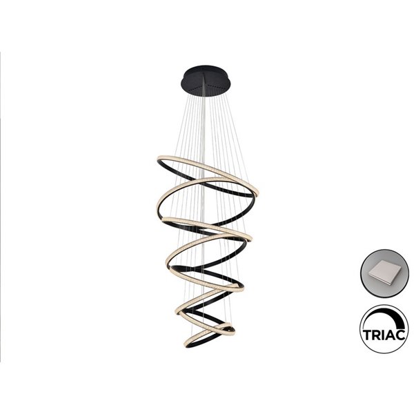 Lámpara de techo RING 8 aros LED 162W 8100 lm dimable Negro