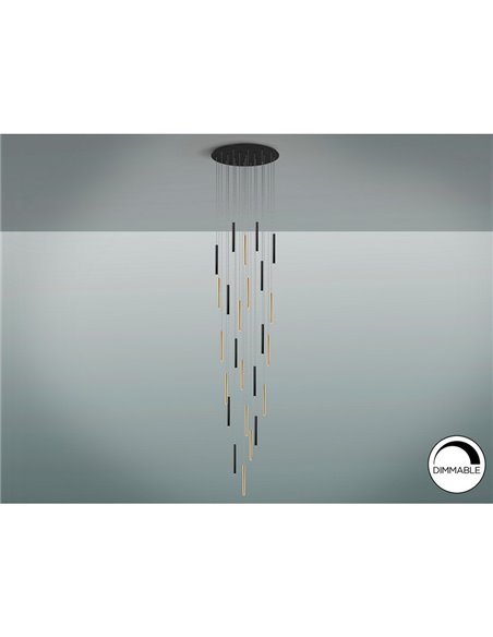 Lámpara de techo VARAS 25 luces LED 125W 11250 lm dimable Oro/negro