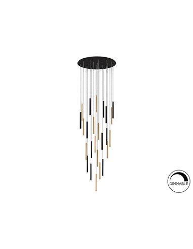 Luminária de teto VARAS com 25 LEDs, 125W, 11250 lm, dimerizável, dourada/preta.