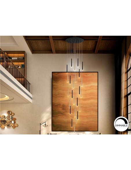 Luminária de teto VARAS com 25 LEDs, 125W, 11250 lm, dimerizável, dourada/preta.