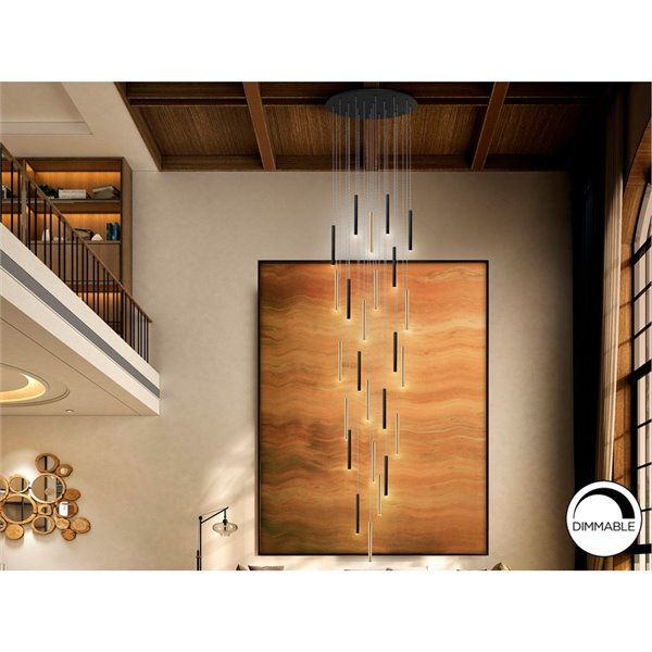 Lámpara de techo VARAS 25 luces LED 125W 11250 lm dimable Oro/negro