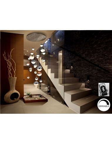 Lámpara de techo SPHERE 27 luces LED 147,6W 10330 lm dimable Cromo