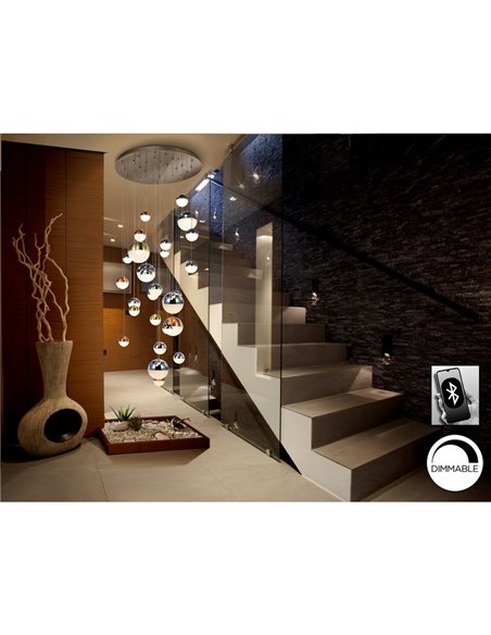 Lámpara de techo SPHERE 27 luces LED 147,6W 10330 lm dimable Cromo