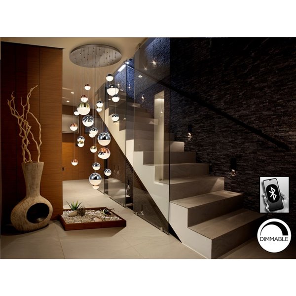 Lámpara de techo SPHERE 27 luces LED 147,6W 10330 lm dimable Cromo