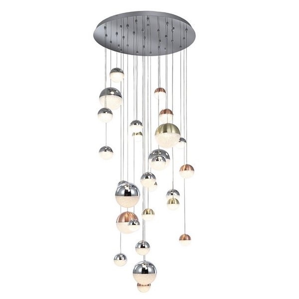 Luminária de teto SPHERE com 27 LEDs, 147,6 W, 10330 lm, dimerizável, cromada.