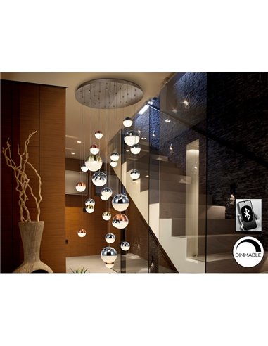 Lámpara de techo SPHERE 27 luces LED 147,6W 10330 lm dimable Cromo