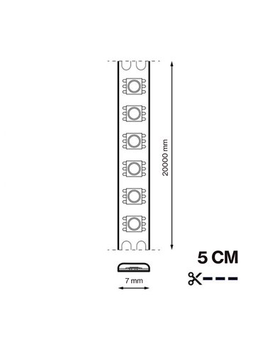 Bande LED FLEXILIGHT 12 V IP44, 60 LED/m, 20 mètres de long, 9 W/m