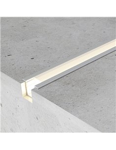 Profilé encastré en aluminium YORET avec diffuseur et accessoires, 2 mètres, section 12,4 x 9 mm