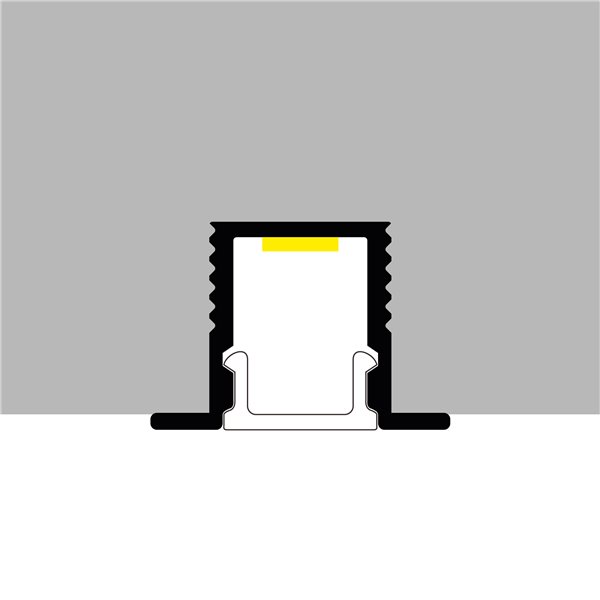 Perfil de alumínio embutido YORET com difusor e acessórios, 2 metros, seção de 12,4x9 mm