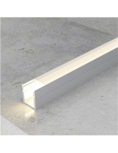 Perfil de aluminio de superficie FINE con difusor y accesorios, 2 metros, sección 7,8x9 mm