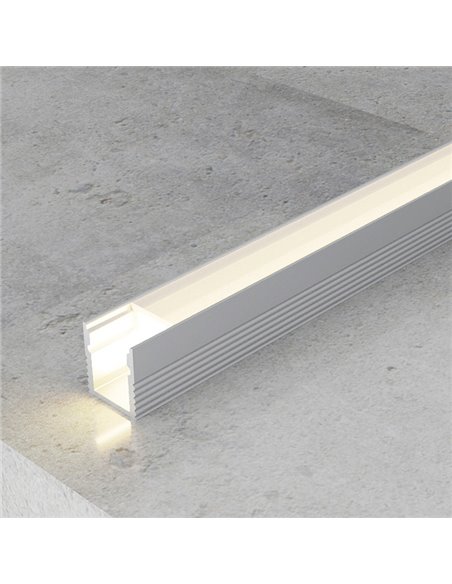 Profilé en aluminium à surface fine avec diffuseur et accessoires, 2 mètres, section 7,8 x 9 mm