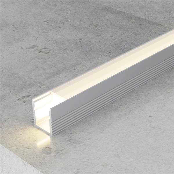 Perfil de aluminio de superficie FINE con difusor y accesorios, 2 metros, sección 7,8x9 mm