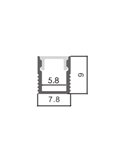 Perfil de aluminio de superficie FINE con difusor y accesorios, 2 metros, sección 7,8x9 mm