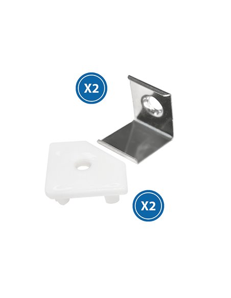 Pack 2 tapones y 2 grapas para perfil LM3728 (kit de remate y fijación)