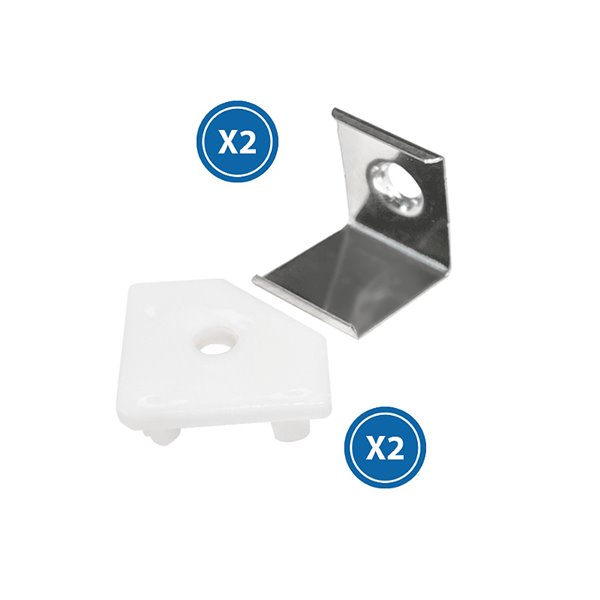 Pack 2 tapones y 2 grapas para perfil LM3728 (kit de remate y fijación)